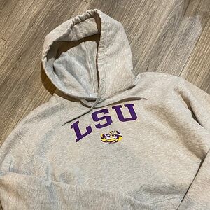 LSU Gray Hoodie with Purple and Yellow Logo